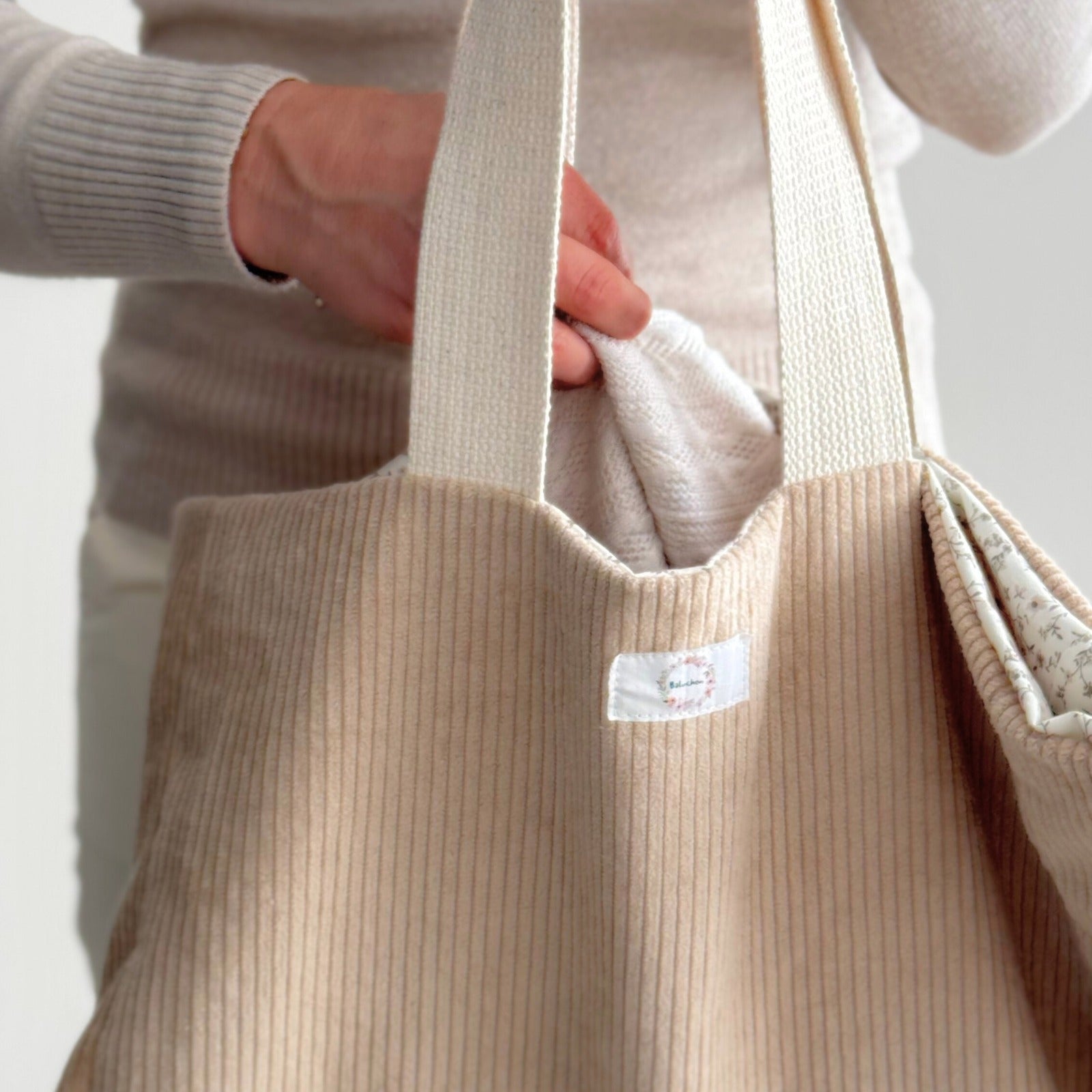 Sac cabas en corduroy
