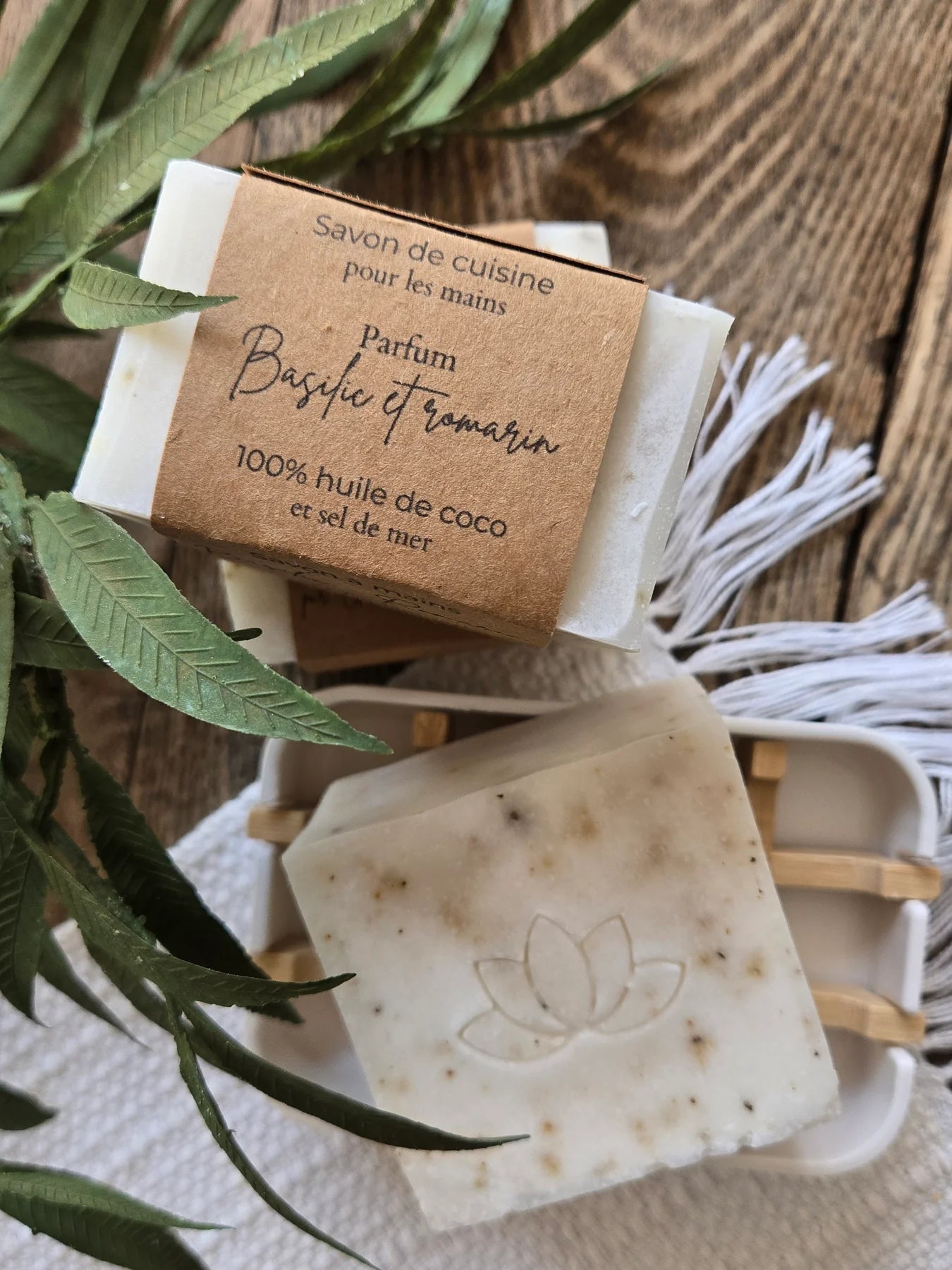 Savon à mains, Basilic - Romarin, collection haut de gamme pour la cuisine 180g.