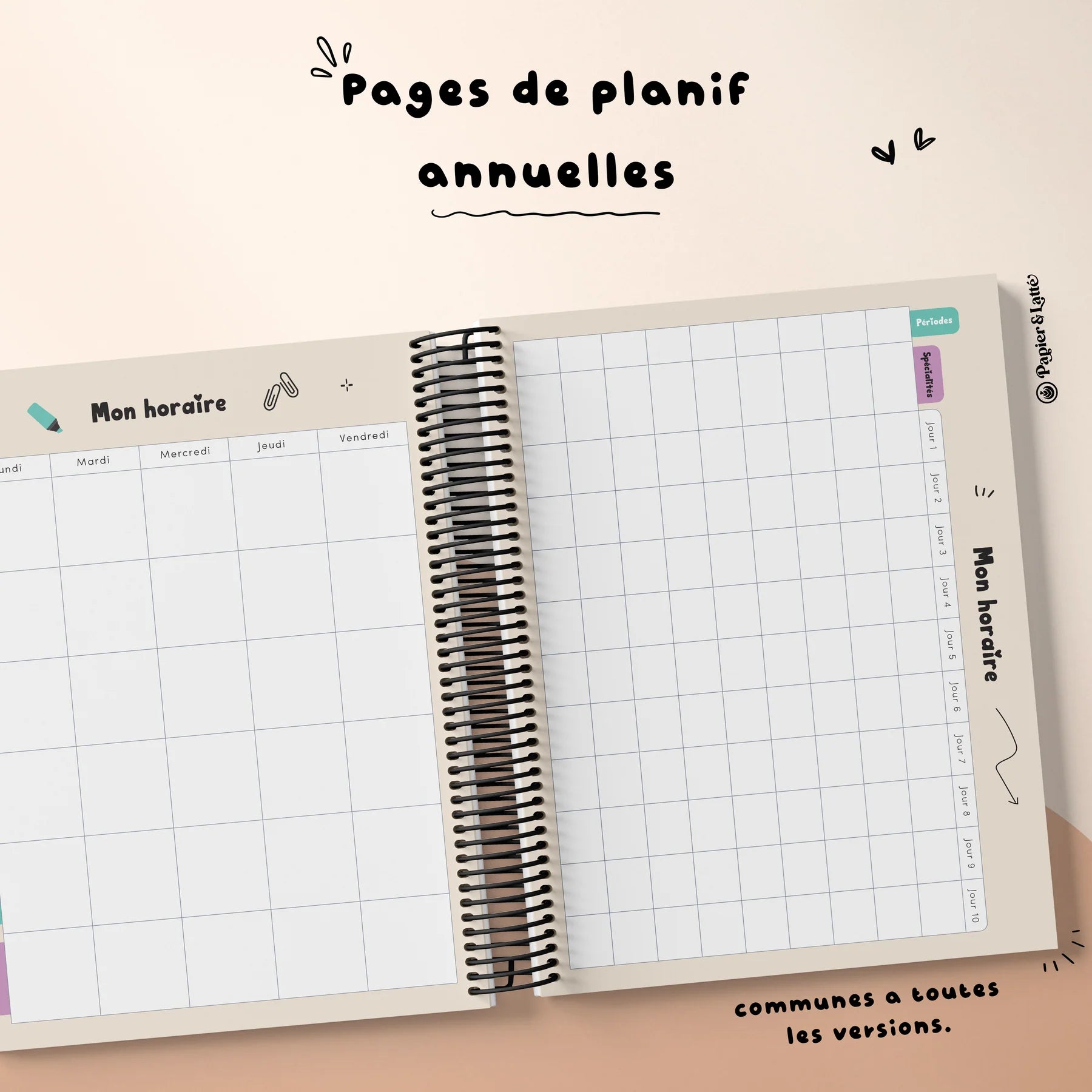 Planificateur pour enseignant 2026-2027 ( 5 périodes 3 Am- 2 Pm)