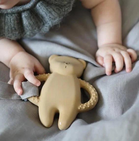 Anneau de dentition en caoutchouc naturel Moonie Bear - Sable