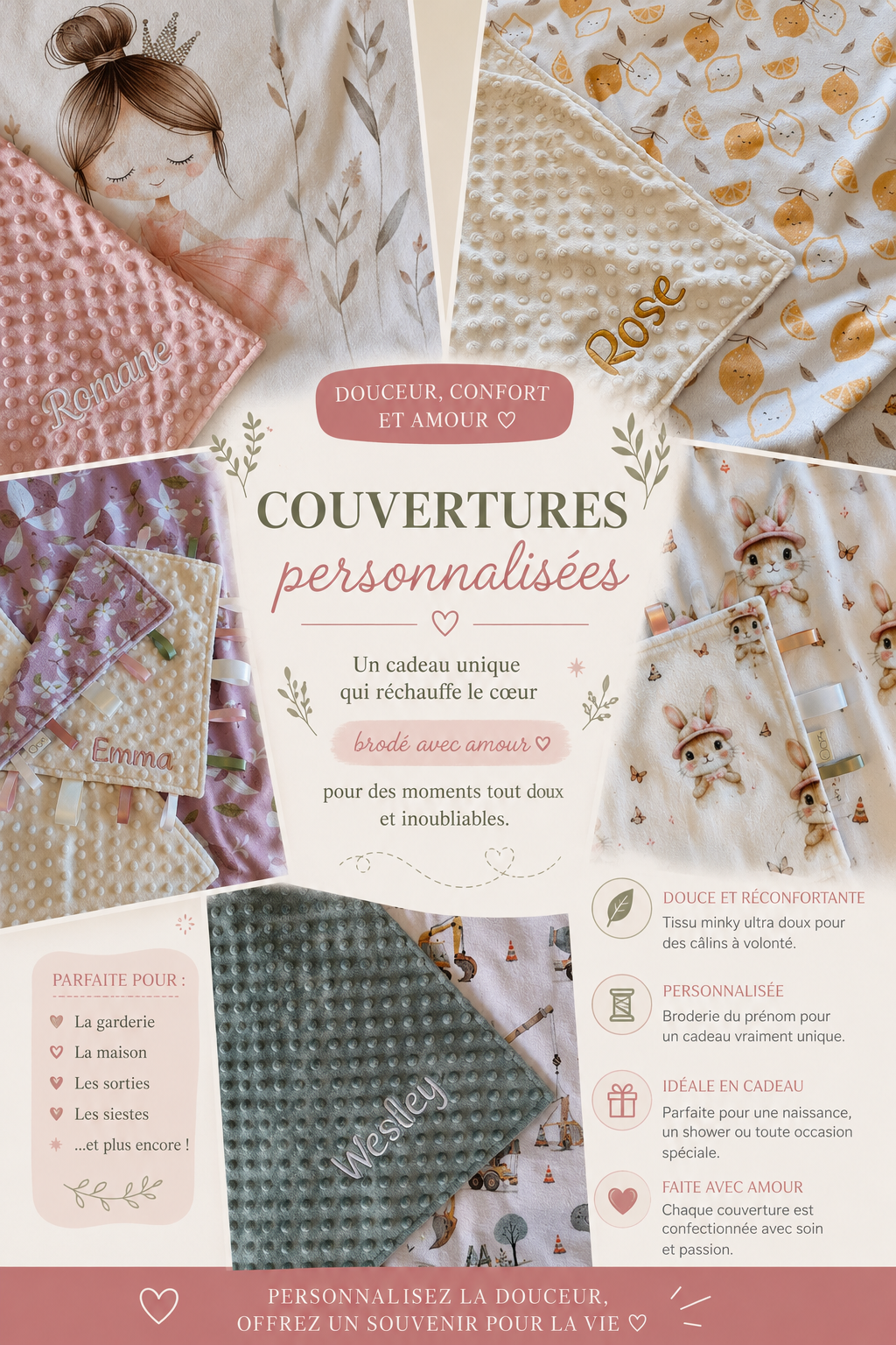 Couverture en minky - Coquette forêt