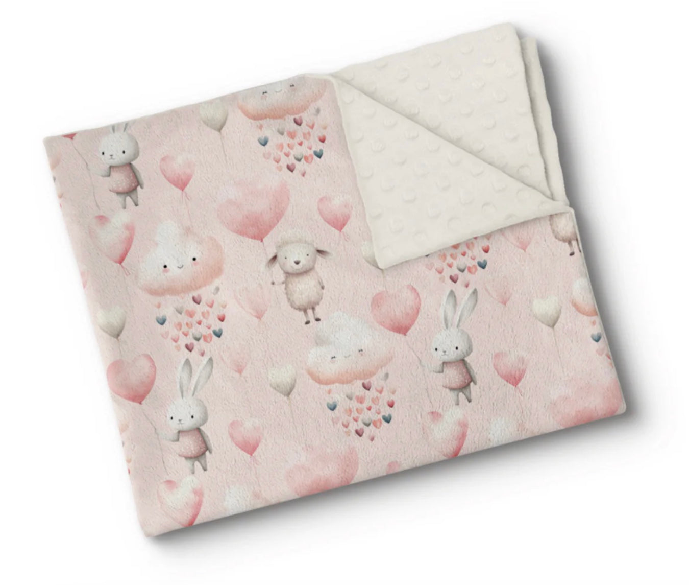 Couverture en minky - Envolée de coeurs