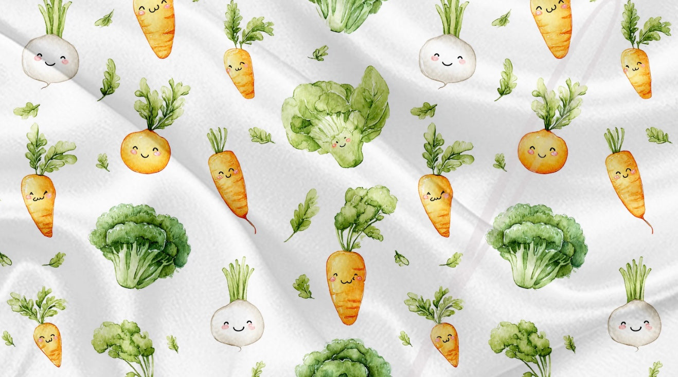 Couverture mousseline de bambou - Veggies kawaii