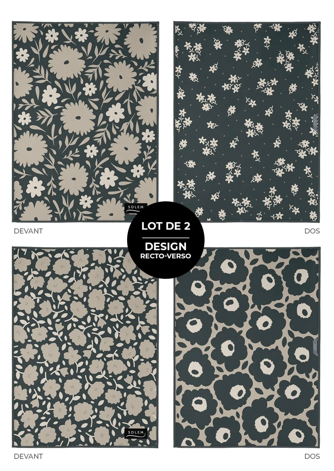 Linge vitres et miroirs Ombre de lin (lot de 2)