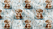 Couverture en minky - Loutre et feuillage aquarelle