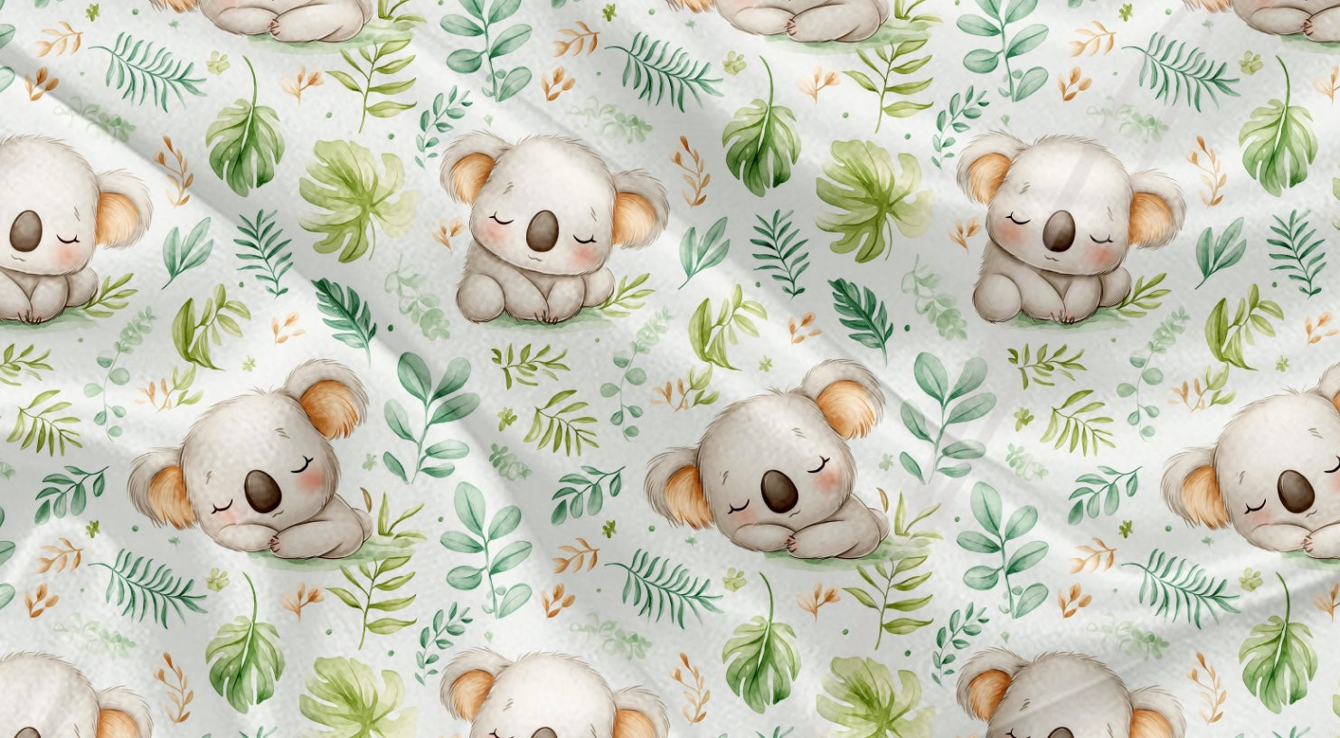 Couverture en minky - Dodo de koala et feuillage tropical