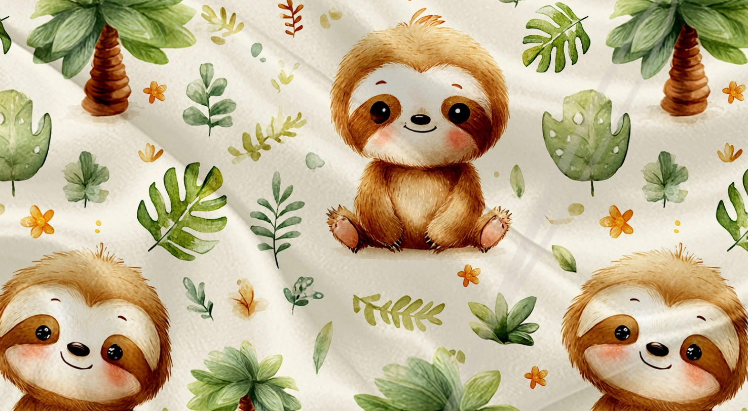 Couverture en minky - Paresseux et palmier