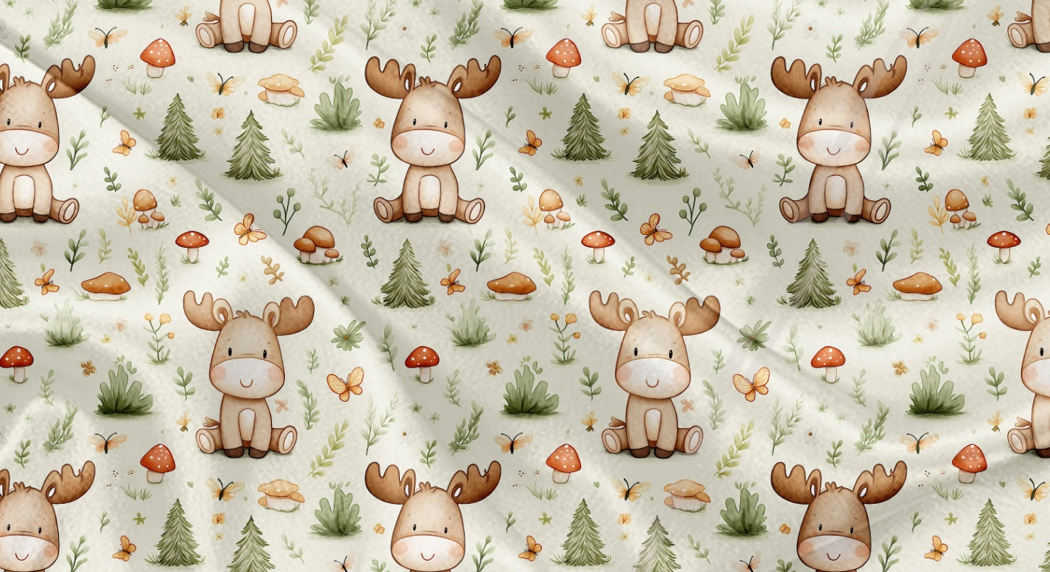 Couverture en minky - Petit orignal dans la clairière