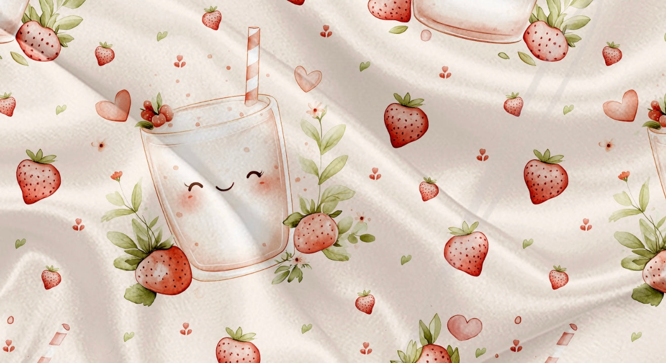 Couverture mousseline de bambou - Milkshake aux fraises Kawaii