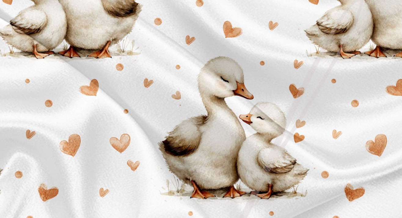 Couverture en minky - Bébé oie et coeur