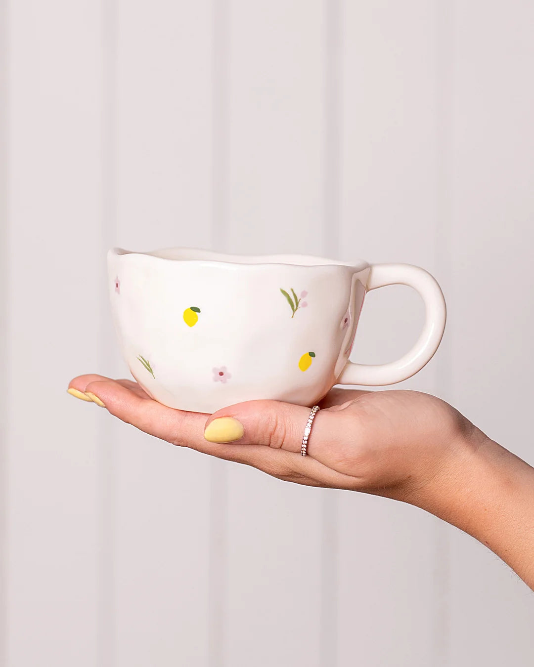 Tasse en céramique - Citrons et fleurs
