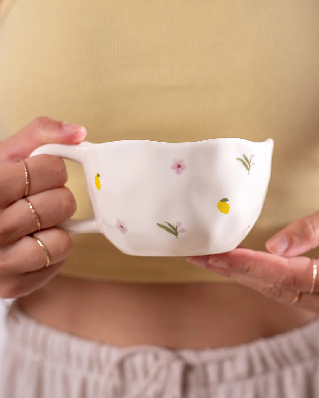 Tasse en céramique - Citrons et fleurs