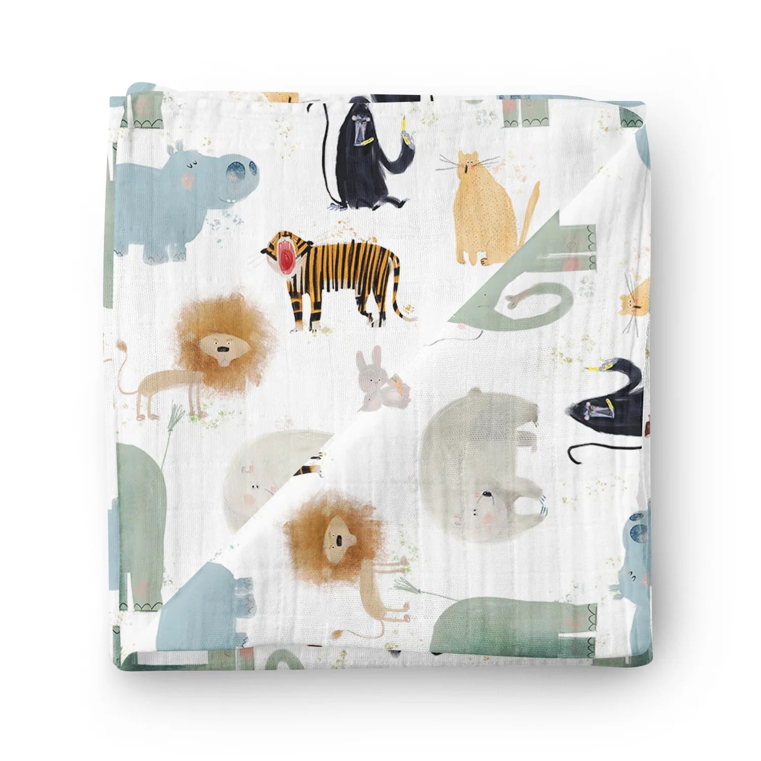 Couverture mousseline de bambou - Animaux rigolos