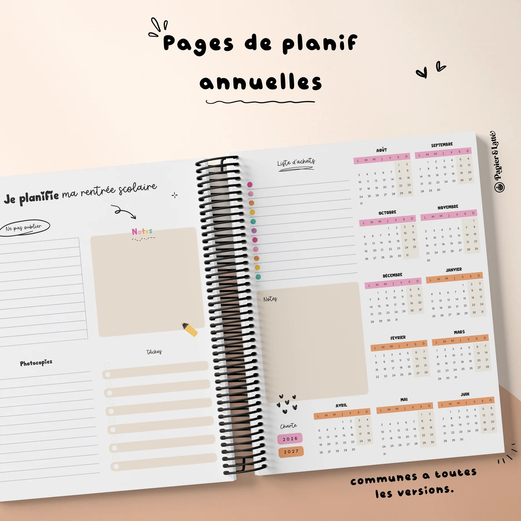 Planificateur pour enseignant 2026-2027 ( 5 périodes 3 Am- 2 Pm)
