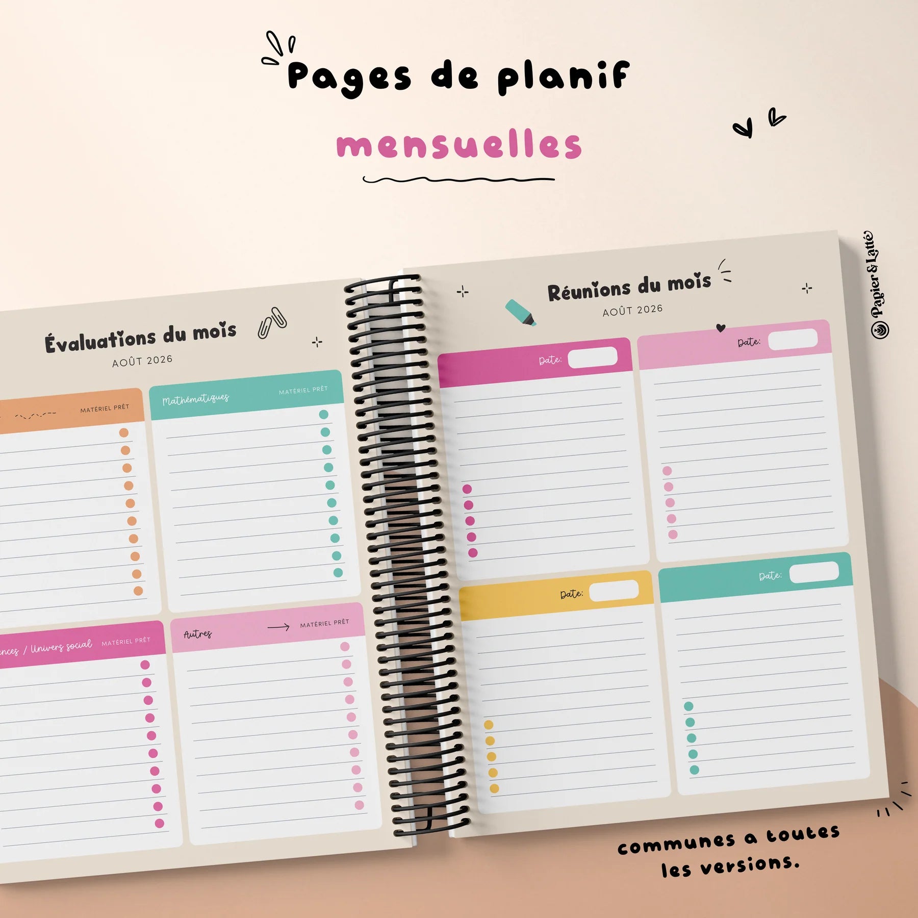 Planificateur pour enseignant 2026-2027 ( 5 périodes 3 Am- 2 Pm)