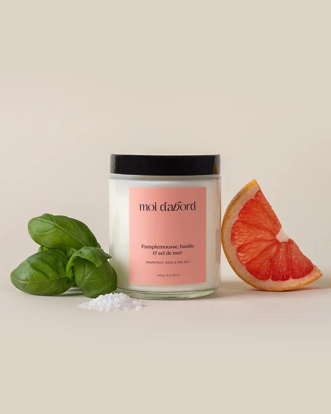 Bougie de soja - Pamplemousse, basilic & sel de mer