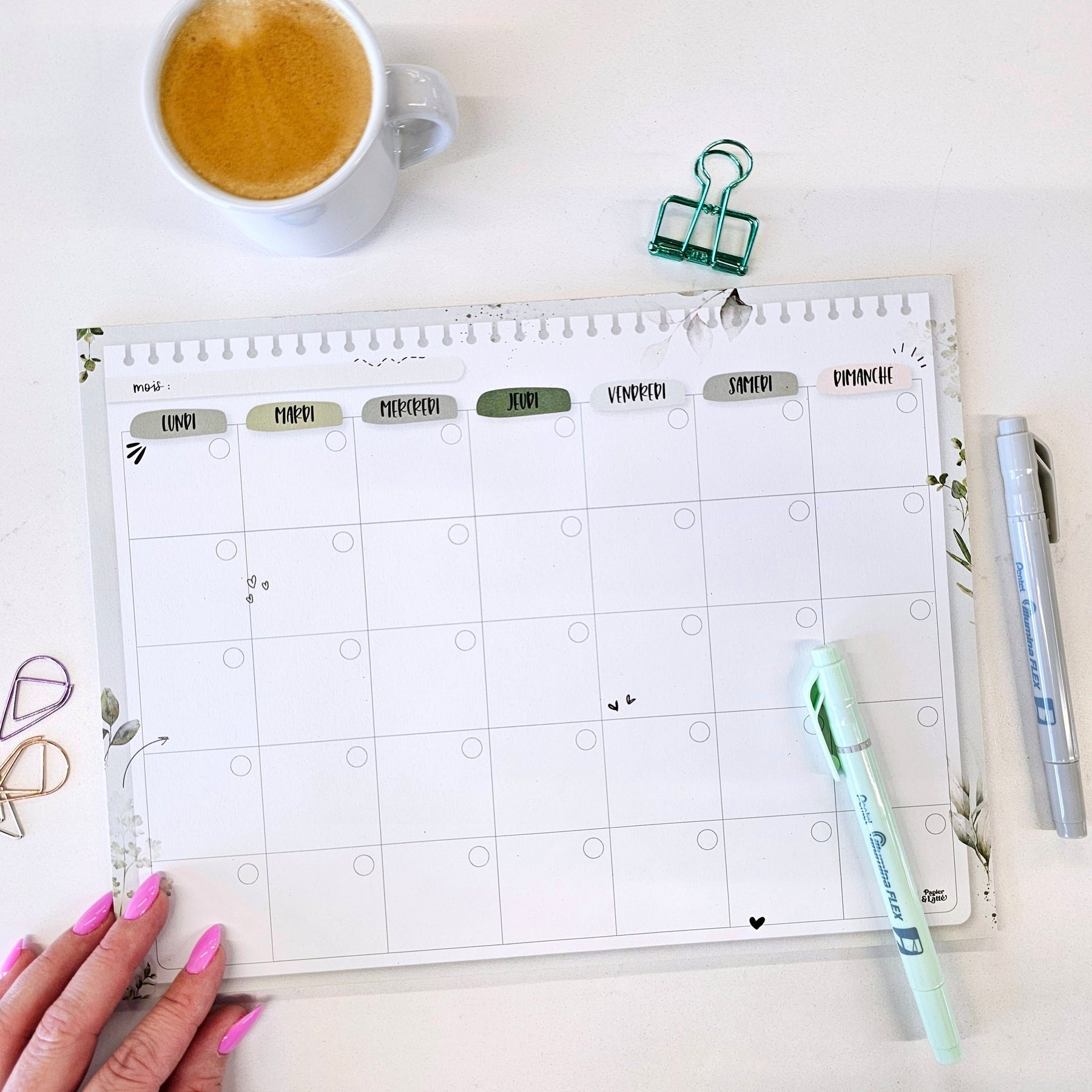 Eucalyptus - Calendrier Mensuel - 26 feuilles