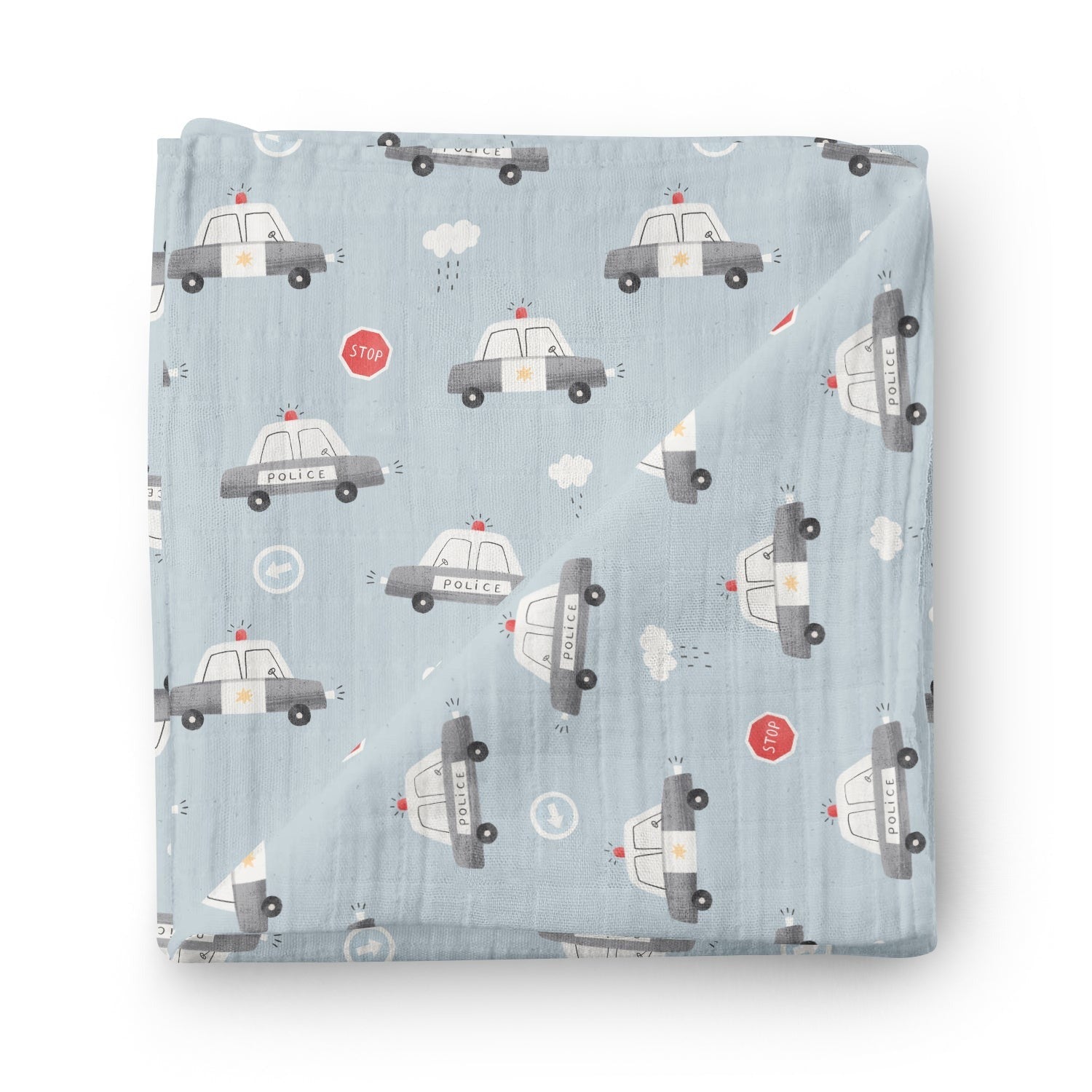 Couverture mousseline de bambou - Voitures de police