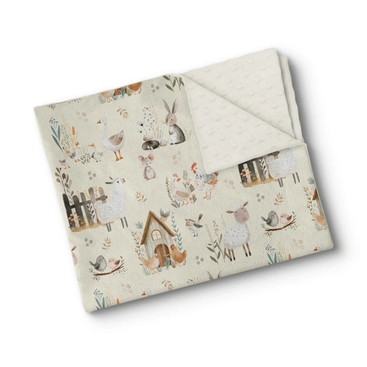 Couverture en minky - Ferme rustique