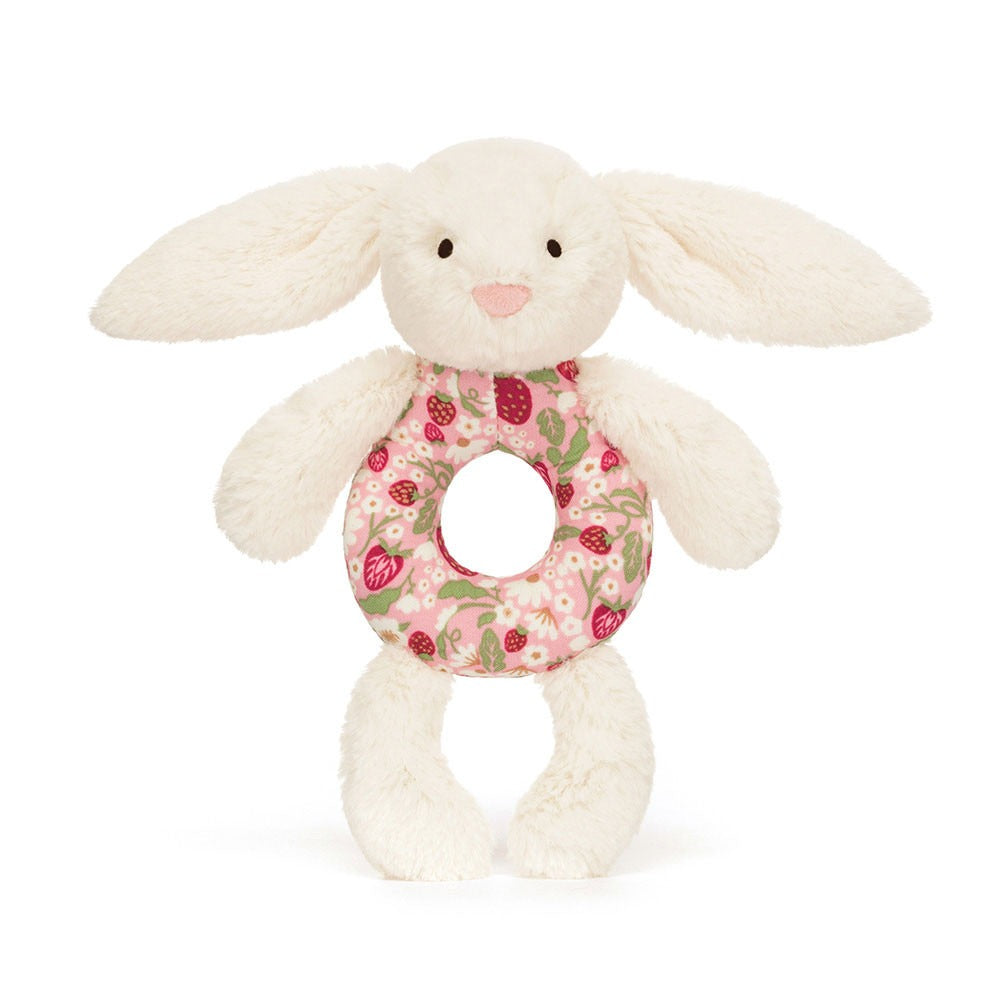 Peluche Jellycat - Hochet anneau Lapin crème berry