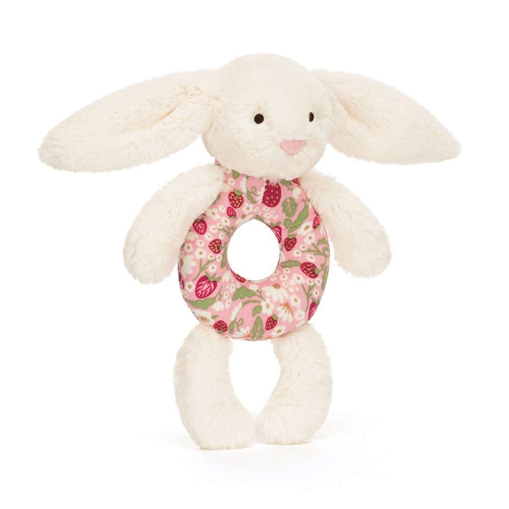 Peluche Jellycat - Hochet anneau Lapin crème berry