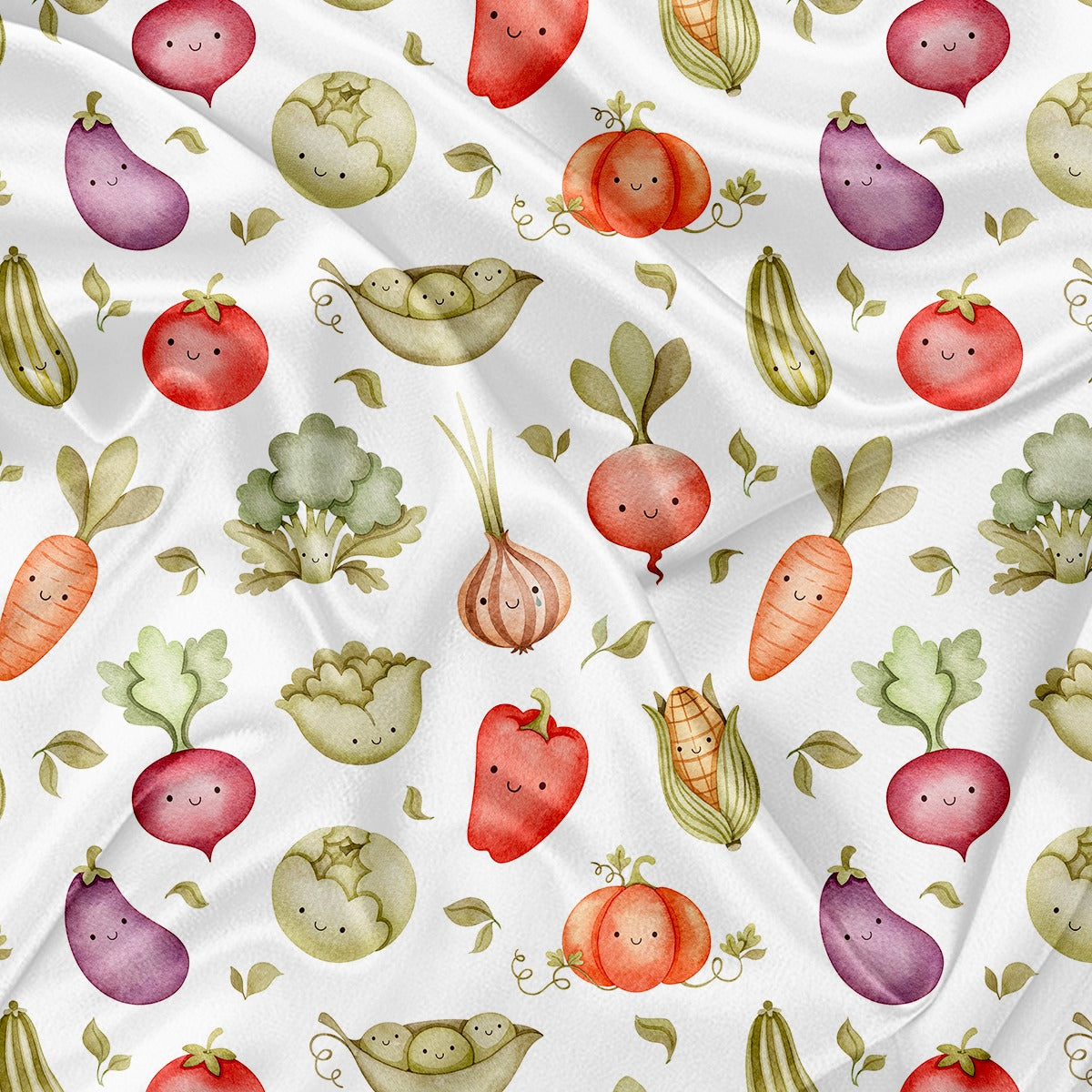 Couverture en minky - Légumes sourires