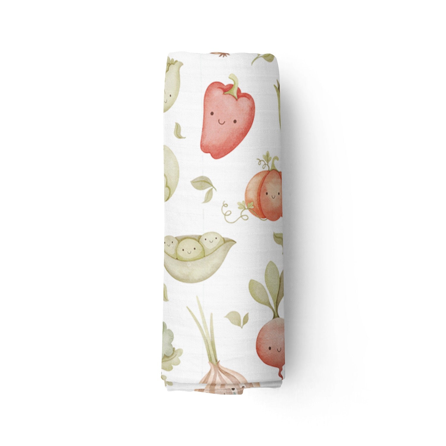 Couverture mousseline de bambou - Légumes sourires