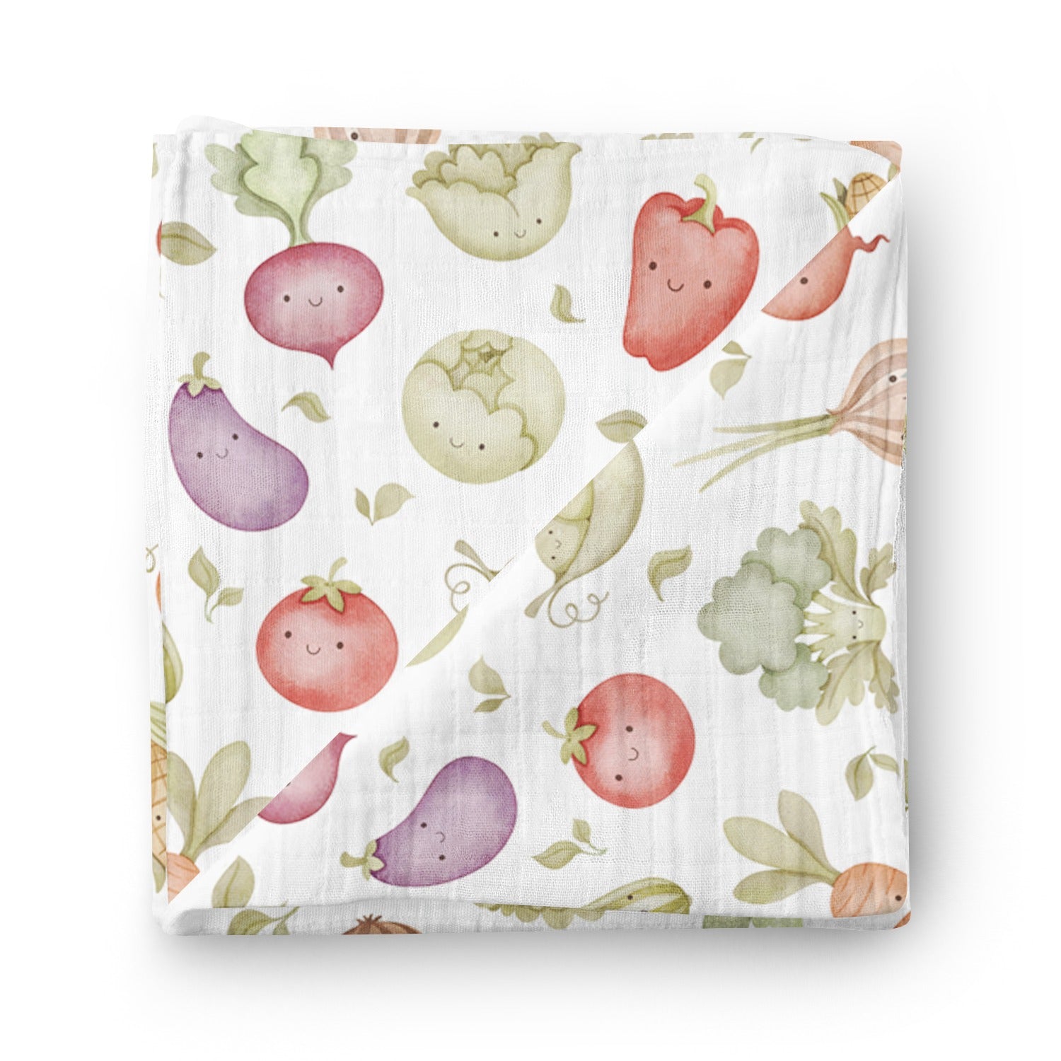 Couverture mousseline de bambou - Légumes sourires
