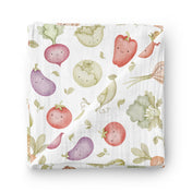 Couverture mousseline de bambou - Légumes sourires