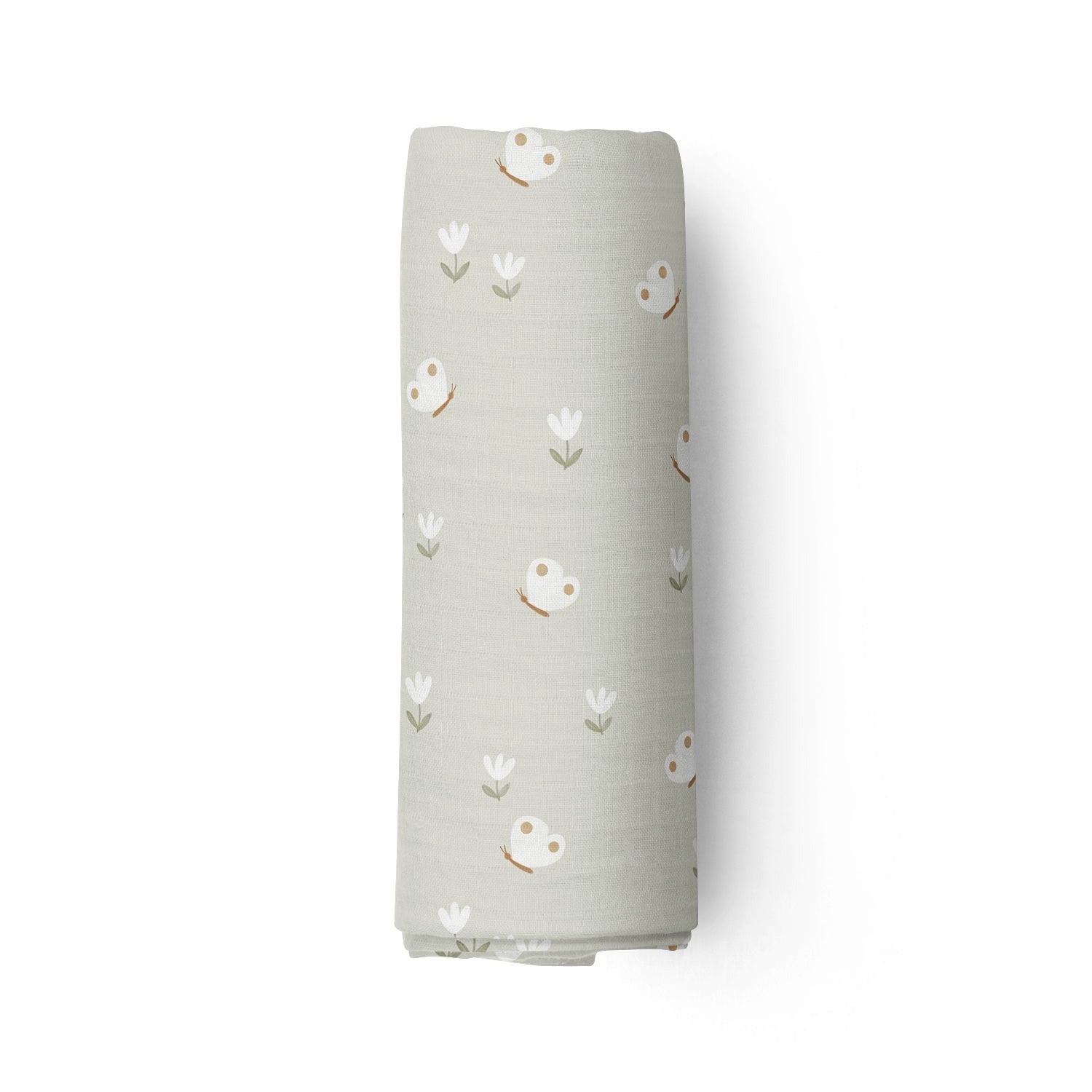 Couverture mousseline de bambou - Sauge papillons