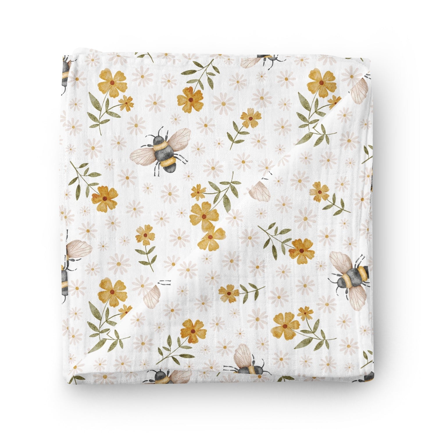 Couverture mousseline de bambou -Abeille butinneuses