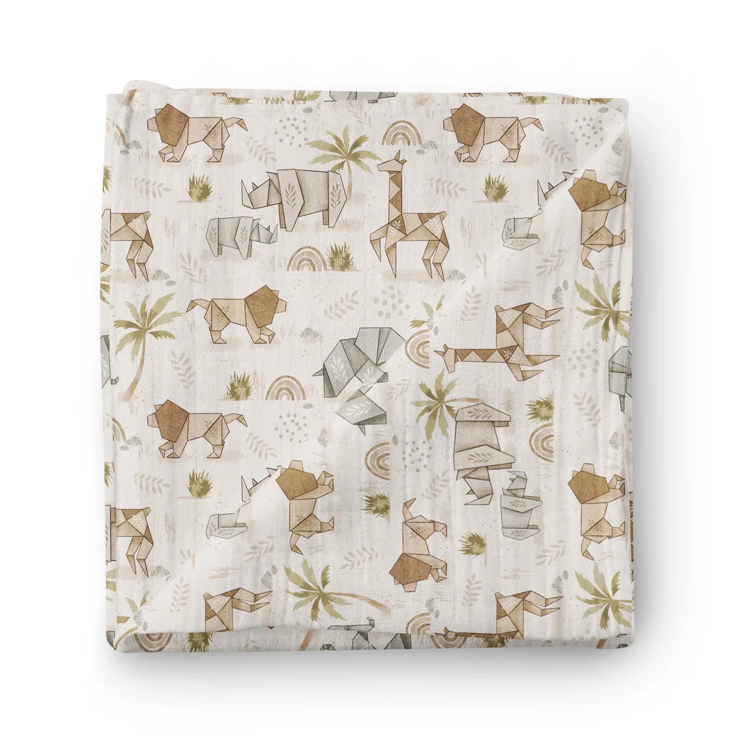 Couverture mousseline de bambou - Origami Safari