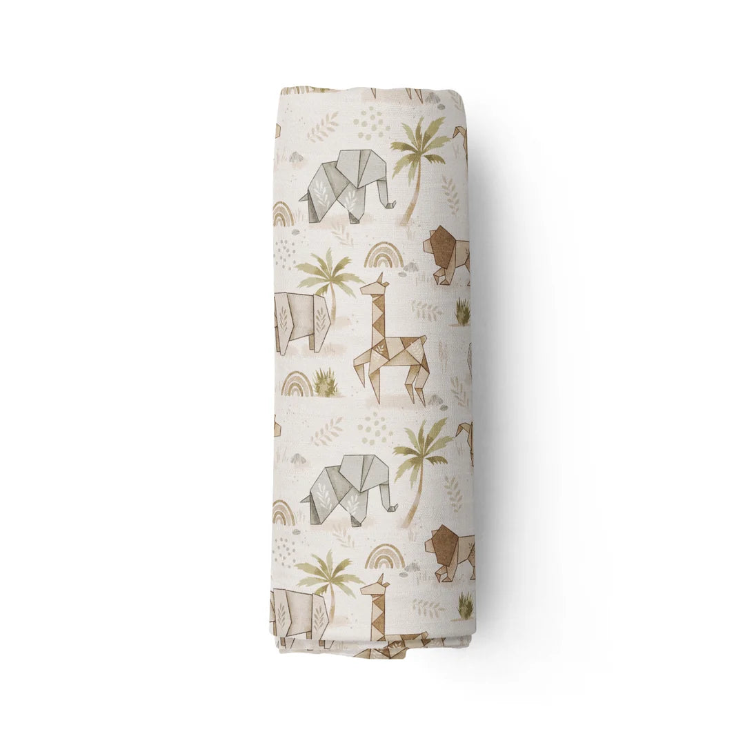 Couverture mousseline de bambou - Origami Safari