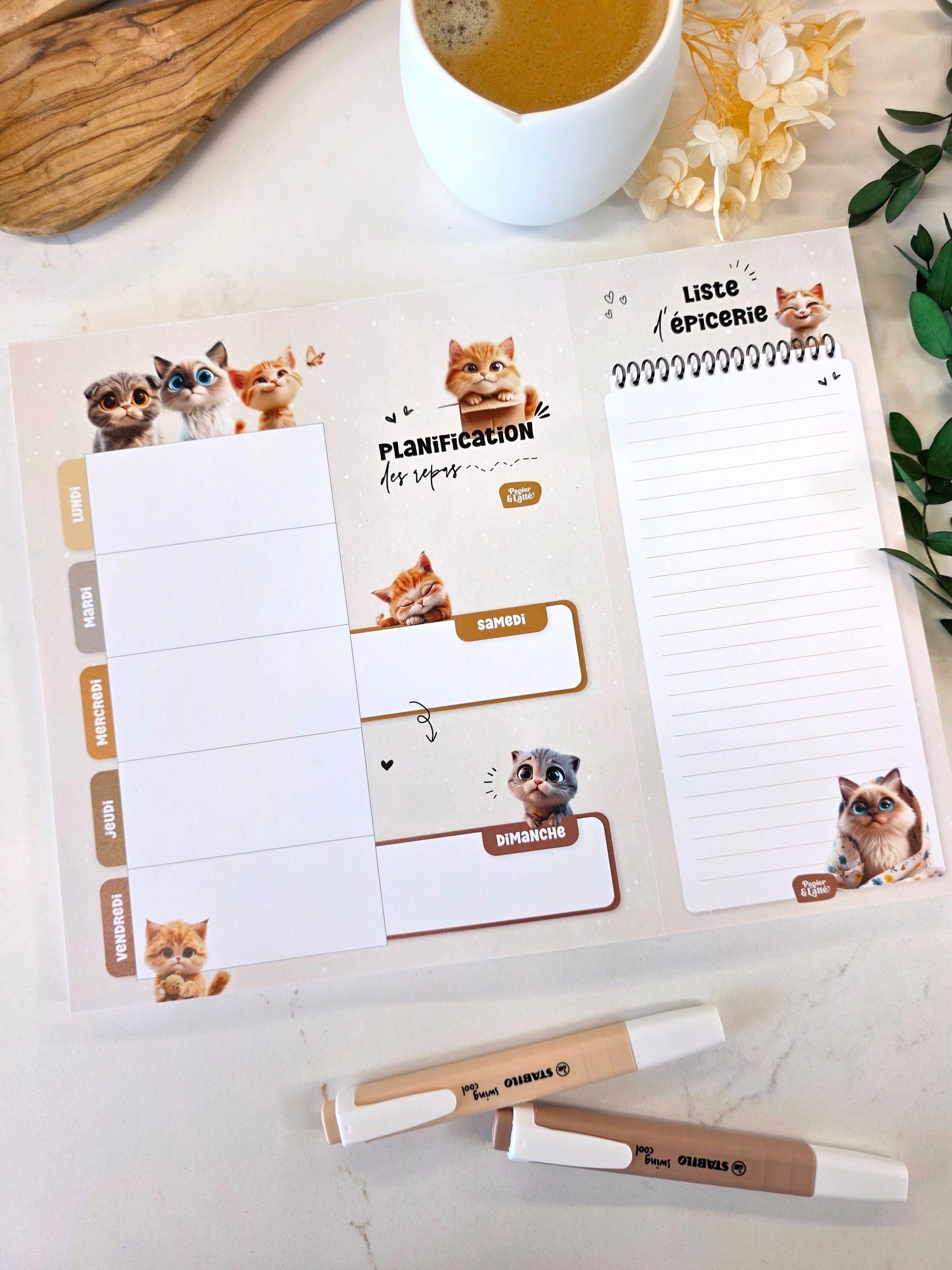 Planificateur de repas - Chatons adorables