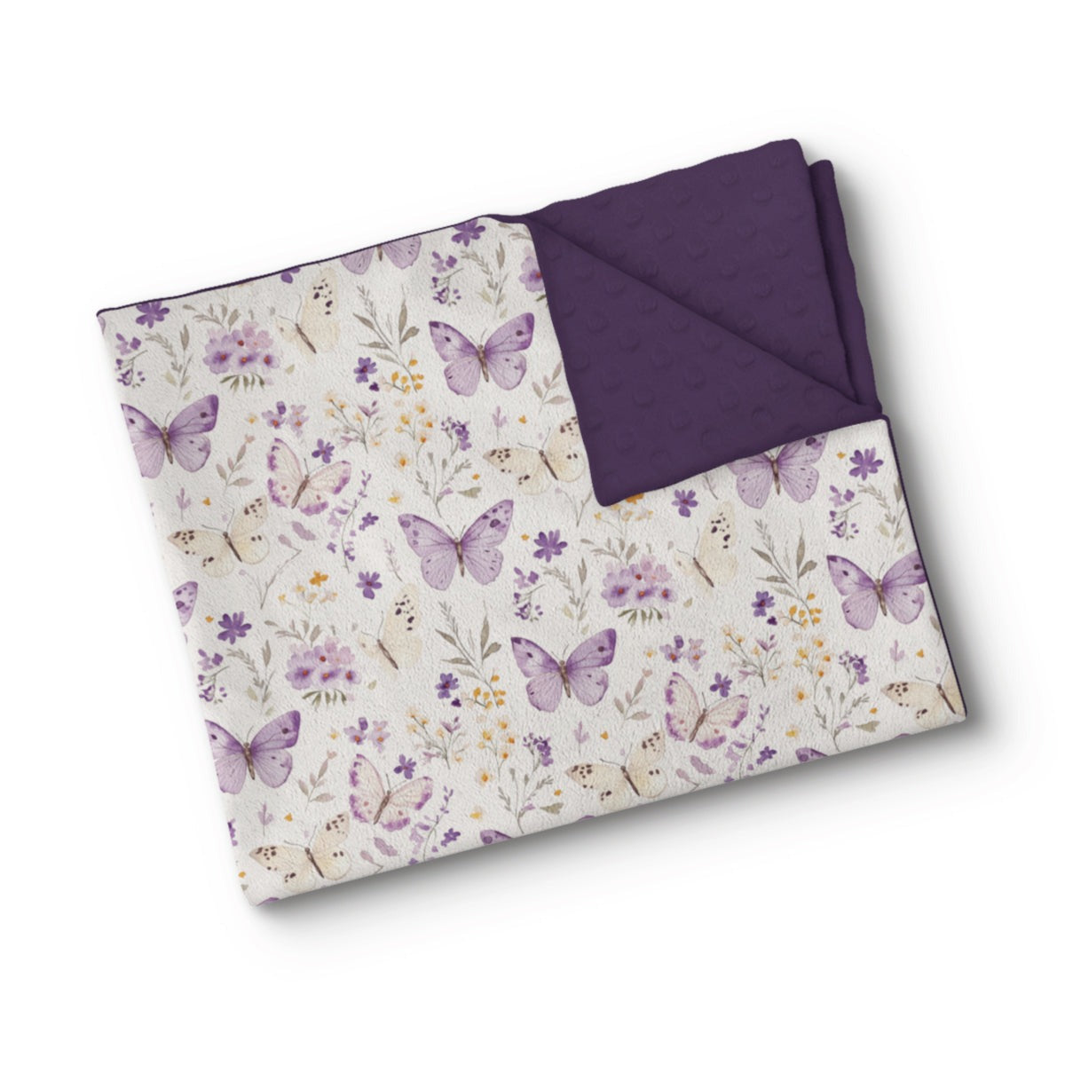 Couverture en minky - Papillon floral lilas