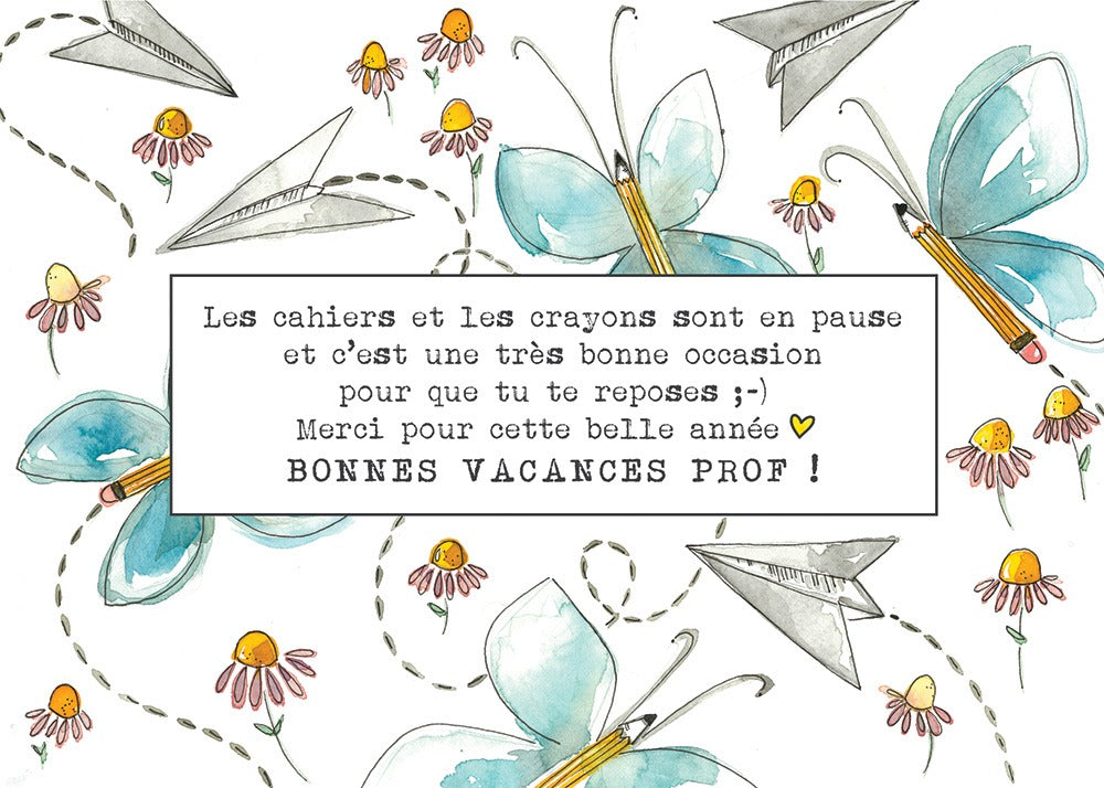 Carte de souhaits - Bonnes vacances prof