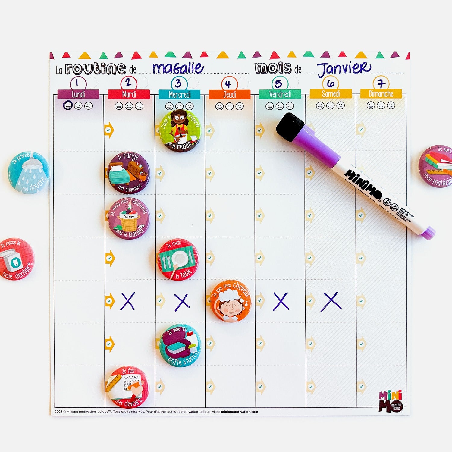 Tableau - Ma routine hebdo