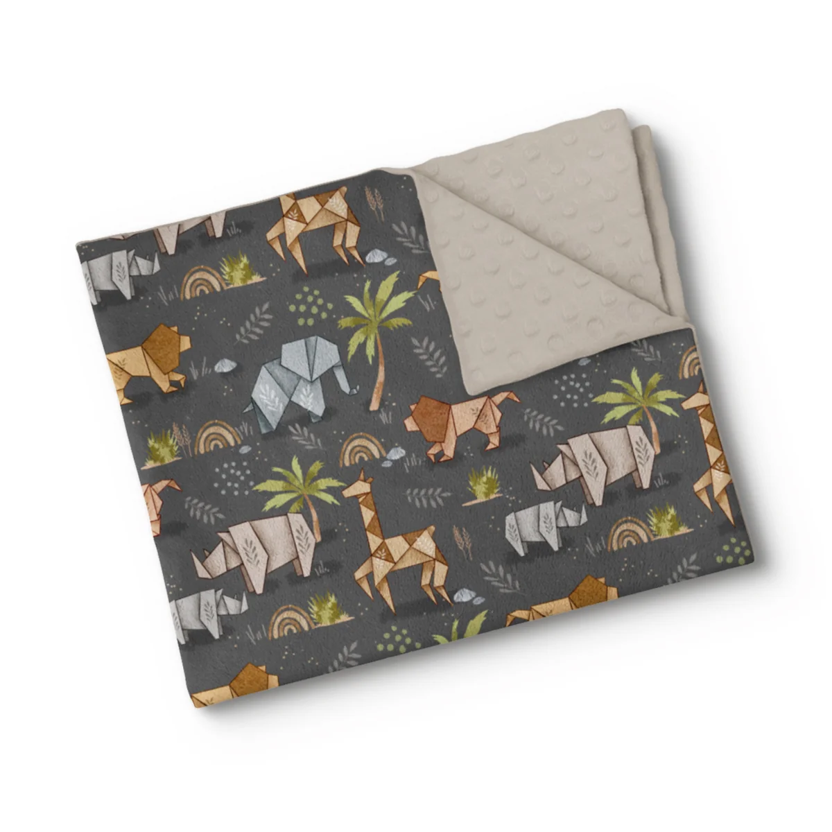Couverture en minky - Origami Safari